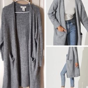 Gray Long Sweater Cardigan With Pockets By L.O.G.G
